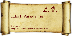 Libal Varsány névjegykártya